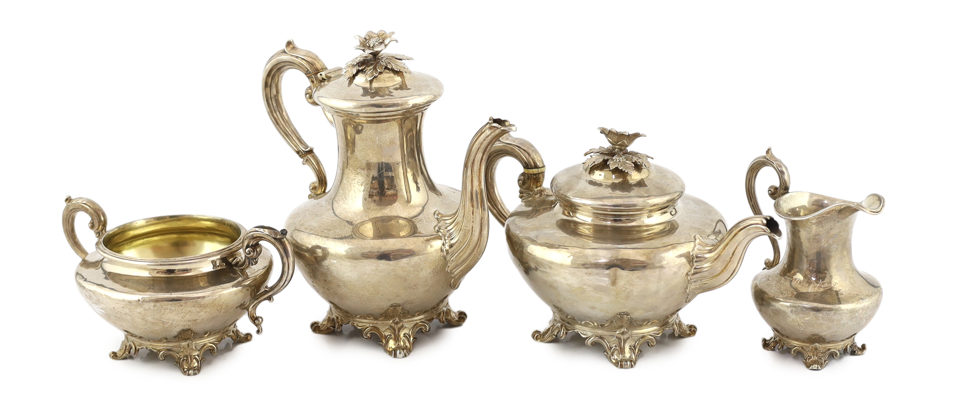 A late William IV/early Victorian silver pyriform four piece tea and coffee service, by The Barnards, CITES Submission reference HB8CE3EA